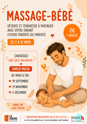 affiche atelier massage bébé papa dos bebe
