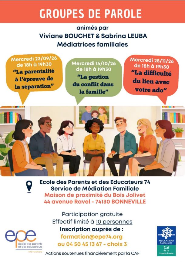 Affiche groupe de paroles parents échanges bulles