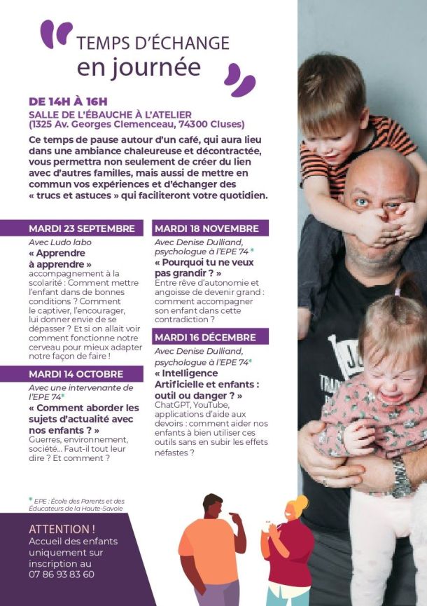 1re page flyer récré des parents cluses échanges sourires